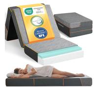 Coolux Sleep Matelas pliant 7 zones 195x75x15 cm, Matelas pliable pour invités et pour camping, Mousse à mémoire de forme ferme pour un confort optimal, Portable avec poignée, Certifié Öko-Tex (Gris)