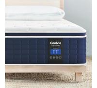 Coolvie Matelas en peluche de taille moyenne de 35,6 cm, matelas en mousse à mémoire de forme en gel pour un sommeil frais et un soulagement de la pression, tissu tricoté, ressorts ensachés sans fibre