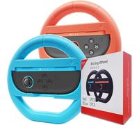 Coolwee Lot de 2 volants pour Nintendo Switch 2 roues JoyCons (2025), roues de course pour Mario Kart World, accessoires de fixation pour manettes Nintendo Switch JoyCon (bleu et rouge)