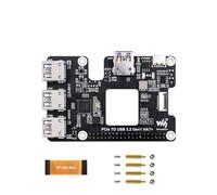 coolwell Pour Raspberry Pi 5 PCIe vers USB 3.2 Gen1 HAT PCIe vers USB HUB Module avec 4 ports USB haute vitesse sans pilote réservé Trou de ventilateur de refroidissement réservé