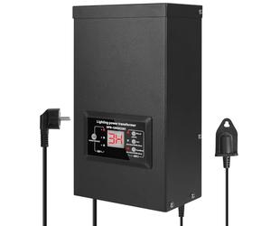 COOLWEST 120W Transformateur 220V 12V AC avec Capteur de Lumière, Alimentation 10A Extérieur avec Fiche, Transfo LED avec Minuterie pour Eclairage de Jardin, Halogène MR16 GU5.3, Eclairage de Piscine