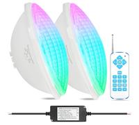 COOLWEST LED Piscine PAR56, 36W Projecteur Piscine RGB Multicolore Synchroniseur Externe avec Télécommande IP68, AC 12V, Dimmable pour Éclairage de Jardin(Lot de 2)