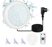 COOLWEST Lumiere Piscine Hors Sol, Lumiere Piscine 10W Lumière Blanche avec Télécommande RF et Ventouse, Lampe 6000K 12V AC/DC, IP68 Étanche 16 Couleurs, 3 Options de Minuterie 7m Câble