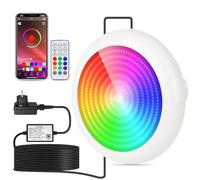 COOLWEST Projecteur Piscine LED pour Piscine Hors Sol, 24W RGB Smart LED Lampe Couleur Contrôlé par APP pour Piscines Acier, Éclairage Piscine Magnétique, Étanchéité IP68, Minuterie, 12V, 7m Câble