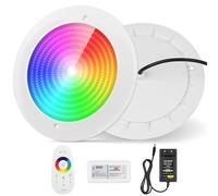 COOLWEST Projecteur Piscine LED Remplie de Résine, 32W Lampe Piscine Extra-Plats RGB Multicolore Synchroniseur Externe avec Télécommande, IP68 étanche, 24V DC, Dimmable, Montage en Surface