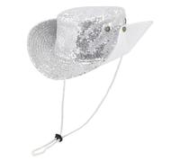 Coolwife Chapeaux boonie en denim à large bord pliable pour la pêche, la randonnée, la plage, Paillettes blanches, Taille unique