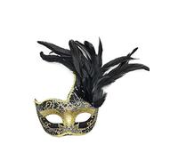 Coolwife Costume Masque Plume Mascarade Masque Halloween Mardi Gras Cosplay Parti Masque (Crack Noir)