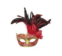 Coolwife Costume Masque Plume Mascarade Masque Halloween Mardi Gras Cosplay Parti Masque (Crack Rouge)
