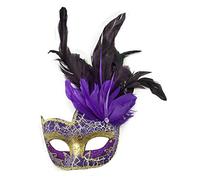 Coolwife Costume Masque Plume Mascarade Masque Halloween Mardi Gras Cosplay Parti Masque (Crack Violet)
