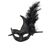 Coolwife Costume Masque Plume Mascarade Masque Halloween Mardi Gras Cosplay Parti Masque (Noir Complet)