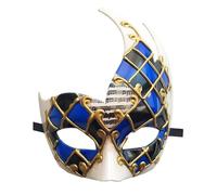 Coolwife Masque de bal masqué vénitien vintage à carreaux pour homme - Masque de Mardi Gras (bleu/noir1)