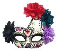 Coolwife Masque mexicain Jour des morts pour femme - Masque pour les yeux - Motif tête de mort - Vert/blanc/noir