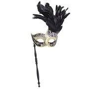 Coolwife Masque pour femme avec plumes et bâton de maintien - Noir - taille unique