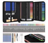 Coolzon Crayons de Dessin, 96 pcs Artiste Set Malette Dessin avec Crayons à Croquis/Fusain/Graphite, Gomme Couteau Extenseur dans un étui