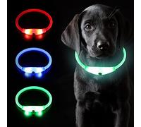 Coolzon LED Collier Lumineux 3 Changement Couleur Rechargeable et Longueur Ajustable, Imperméable Découpable Collier pour Chien Chat Petit Moyen Grand