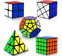 Coolzon Speed Magic Cube Ensemble, 5 Pack Cube Magique 2x2 4x4 Fenghuolun Pyramide Pyraminx Megaminx Fenghuolun Puzzle Cube Jouet Présent pour Enfants Adultes