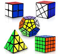 Coolzon Speed Magic Cube Ensemble, 5 Pack Cube Magique 2x2 4x4 Fenghuolun Pyramide Pyraminx Megaminx Fenghuolun Puzzle Cube Jouet Présent pour Enfants Adultes
