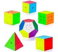 Coolzon Speed Magic Cube Ensemble, 6 Pack Cube Magique 2x2x2 3x3x3 4x4x4 Pyraminx Megaminx Skewb Cube Magique sans Autocollant en Douceur Jouet pour Enfants et Adultes, Noël, Anniversaire