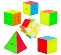 Coolzon Speed Puzzle Cube Set, Cube de Vitesse 6 Packs, Ensemble de Cubes 2x2 3x3 4x4 Pyraminx Pyramide Fenghuolun Axis Skewb Cube Magic Puzzle Cube Magique Jouets Stickerless pour Enfants Adultes