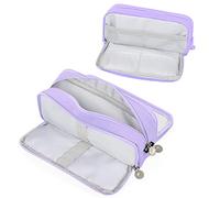 Coolzon Trousse Scolaire avec 3 Compartiments,Trousse à Crayons de Grande Capacité Sac à Crayons école Papeterie Organisateur Trousse à Maquillage pour Filles Garçons étudiants,Violet