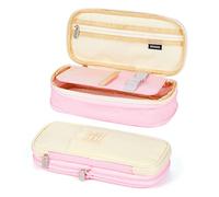 Coolzon Trousse Scolaire Extensible, Trousse à Crayons de Grande Capacité Sac à Crayons école Papeterie Organisateur Trousse à Maquillage pour Filles Garçons étudiants, Rose