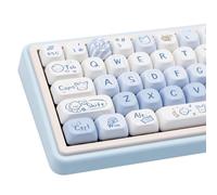 COOMICKEY Lot de 130 touches PBT bleues et blanches - Profil MOA - Sublimation - Pour claviers mécaniques Cherry MX Gateron Kailh