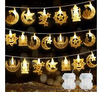 Coomoors 2PCS Guirlande Lumineuse Ramadan, 6,4 M 40 LEDS Guirlande Lumineuse Eid Al Adha, Décoration Ramadan de l'Aïd Moubarak à Piles pour pour Fête Eid Maison Jardin Inté