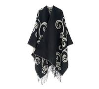 coonis Châles Femme, Poncho Cape Cardigan Ouvert Doux, Pull Écharpe Oversize pour Soirée, Mariage, Fête, Voyage (Noir Blanc)