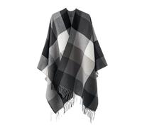 coonis Châles Femme, Poncho Cape Cardigan Ouvert Doux, Pull Écharpe Oversize pour Soirée, Mariage, Fête, Voyage (Gris Noir Blanc)
