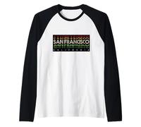 Coool San Francisco California Retro Sunset Typography Manche Raglan