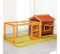 Coop À Lapins en Bois, Cages D'extérieur avec Enclos Et Toit en Asphalte, Maison pour Animaux De Compagnie Parfaite pour Les Lapins, Cochons d'Inde, Poulet, Caneton(Carbonized Red,75 * 68 * 75CM)