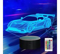 CooPark Auto 3D Night Light, Lampe Illusion De Voiture De Course De Sport Avec Télécommande 16 Changement De Couleurs, Cadeaux D'anniversaire De Noël De Vacances Pour Enfants Cadeaux Jouets Maison