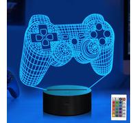 CooPark Lampe Manette de Jeu 3D, Lampe d'Illusion 3D de Jeu pour Enfants, 16 Couleurs qui Changent avec Télécommande, Décoration de Chambre d'Enfant comme Cadeaux de Noël et d'Anniversaire pour