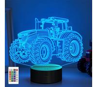 CooPark Veilleuse 3D tracteur, illusions de camion, lampe de chevet hologramme, lampe LED avec 16 changements de couleur, minuterie à intensité variable, décoration de table de chambre à coucher,