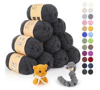 Coopay 10 Pelote de Laine à Tricoter, 450g (10x 45g), Laine Crochet Doux en Coton et Fibre, 5 Brins, Laine Crochet Tricot pour Layette, Fil à Crocheter Écharpe, Couverture, Gant - Gris Anthracite