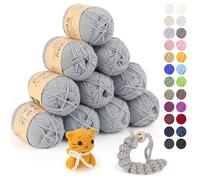Coopay 10 Pelote de Laine à Tricoter, 450g (10x 45g), Laine Crochet Doux en Coton et Fibre, 5 Brins, Laine Crochet Tricot pour Layette, Fil à Crocheter Écharpe, Couverture, Gant - Bleu Gris Clair