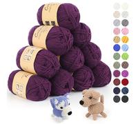 Coopay 10 Pelote de Laine à Tricoter, 450g (10x 45g), Laine Crochet Doux en Coton et Fibre, 5 Brins, Laine Crochet Tricot pour Layette, Fil à Crocheter Écharpe, Couverture, Gant - Rose Violet