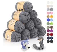 Coopay 10 Pelote de Laine à Tricoter, 450g (10x 45g), Laine Crochet Doux en Coton et Fibre, 5 Brins, Laine Crochet Tricot pour Layette, Fil à Crocheter Écharpe, Couverture, Gant - Gris Foncé