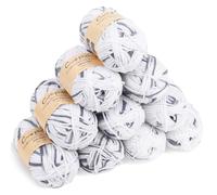 Coopay 10 Pelote de Laine à Tricoter Dégradé, 450g, Multicolore Laine Crochet Doux, 5 Brins Fil à Tricoter, Laine Crochet Tricot pour Layette, Écharpe, Chaussettes - Blanc Gris