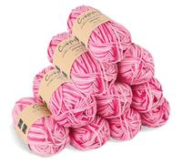 Coopay 10 Pelote de Laine à Tricoter Dégradé, 450g, Multicolore Laine Crochet Doux, 5 Brins Fil à Tricoter, Laine Crochet Tricot pour Layette, Écharpe, Chaussettes - Rose