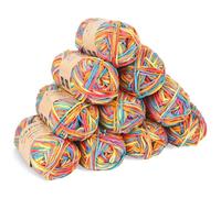 Coopay 10 Pelote de Laine à Tricoter Dégradé, 450g, Multicolore Laine Crochet Doux, 5 Brins Fil à Tricoter, Laine Crochet Tricot pour Layette, Écharpe, Chaussettes - Jaune Bleu Coloré