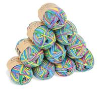 Coopay 10 Pelote de Laine à Tricoter Dégradé, 450g, Multicolore Laine Crochet Doux, 5 Brins Fil à Tricoter, Laine Crochet Tricot pour Layette, Écharpe, Chaussettes - Violet Vert