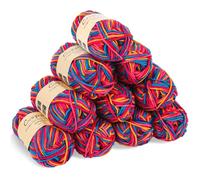 Coopay 10 Pelote de Laine à Tricoter Dégradé, 450g, Multicolore Laine Crochet Doux, 5 Brins Fil à Tricoter, Laine Crochet Tricot pour Layette, Écharpe, Chaussettes - Bleu Rose Jaune
