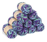 Coopay 10 Pelote de Laine à Tricoter Dégradé, 450g, Multicolore Laine Crochet Doux, 5 Brins Fil à Tricoter, Laine Crochet Tricot pour Layette, Écharpe, Chaussettes - Violet Bleu Vert