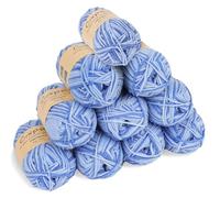 Coopay 10 Pelote de Laine à Tricoter Dégradé, 450g, Multicolore Laine Crochet Doux, 5 Brins Fil à Tricoter, Laine Crochet Tricot pour Layette, Écharpe, Chaussettes - Bleu Ciel