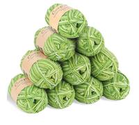 Coopay 10 Pelote de Laine à Tricoter Dégradé, 450g, Multicolore Laine Crochet Doux, 5 Brins Fil à Tricoter, Laine Crochet Tricot pour Layette, Écharpe, Chaussettes - Vert Pomme