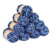 Coopay 10 Pelote de Laine à Tricoter Dégradé, 450g, Multicolore Laine Crochet Doux, 5 Brins Fil à Tricoter, Laine Crochet Tricot pour Layette, Écharpe, Chaussettes - Bleu Violet