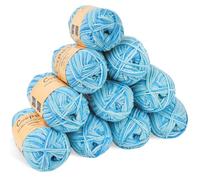 Coopay 10 Pelote de Laine à Tricoter Dégradé, 450g, Multicolore Laine Crochet Doux, 5 Brins Fil à Tricoter, Laine Crochet Tricot pour Layette, Écharpe, Chaussettes - Bleu Lac