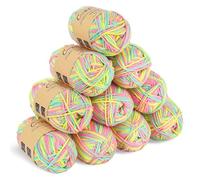 Coopay 10 Pelote de Laine à Tricoter Dégradé, 450g, Multicolore Laine Crochet Doux, 5 Brins Fil à Tricoter, Laine Crochet Tricot pour Layette, Écharpe, Chaussettes - Rose Vert
