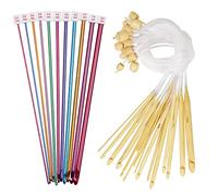 Coopay 11 Pièces 2,0-8,0mm Aiguilles à Crochet Tunisien en Aluminium, 12 Pièces 3,0-10,0mm Afghan Crochets Tunisiens avec Corde Blanche & Léger pour Crocheter Tapis, Kit Crochet Débutant pour Tricot